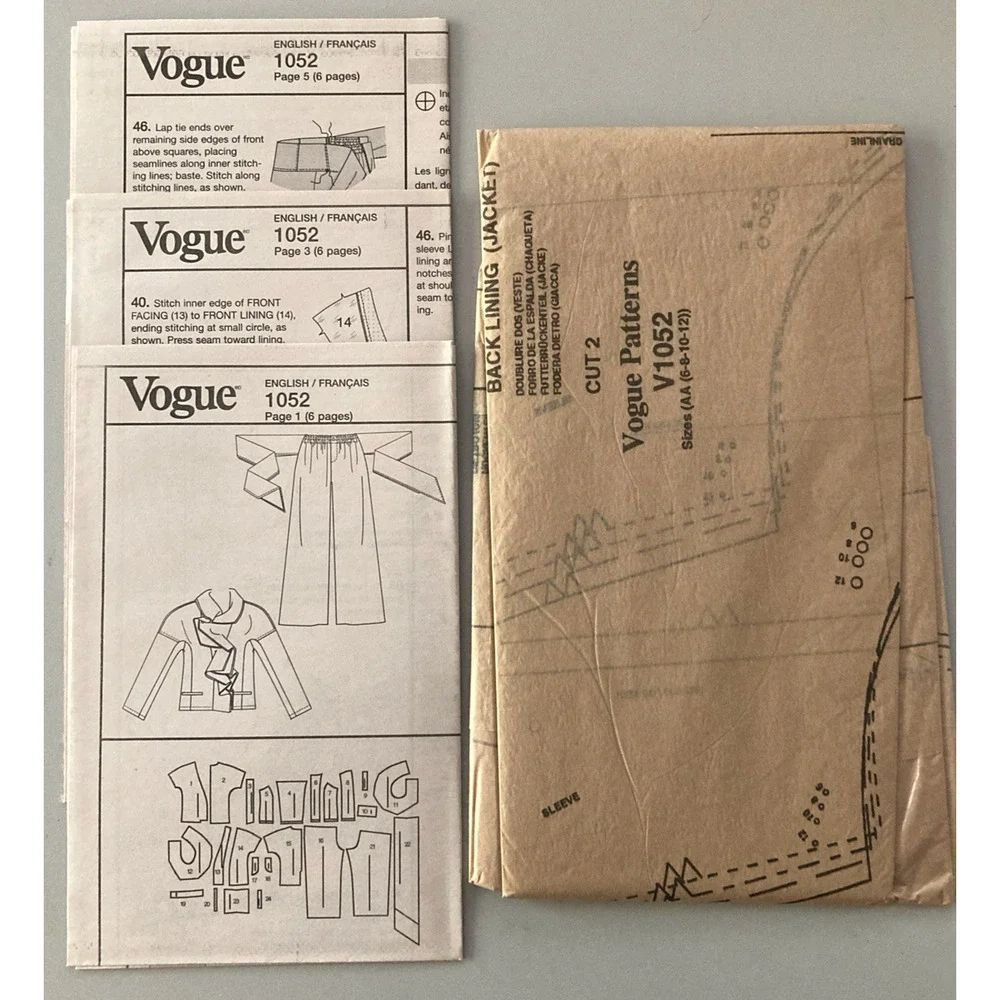 UNCUT Vogue V1052 Issey Miyake Designer Original Jacket Pants Pattern Sz 6-12